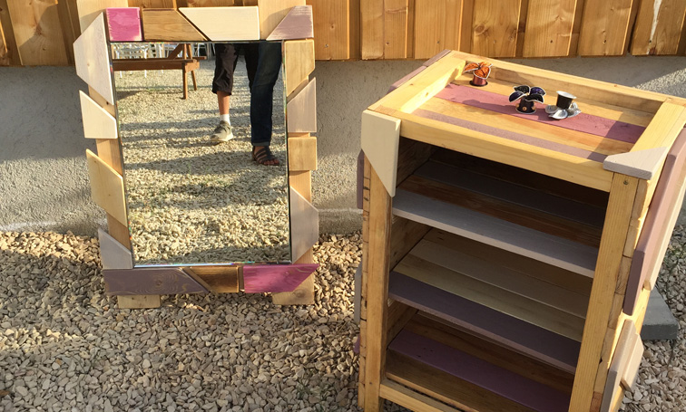 Meuble et miroir palette